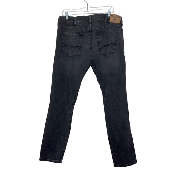 Hollister Mens Skinny Jeans Black Distressed Stretch Denim Size 36x32 Slim Fit - Picture 2 of 12